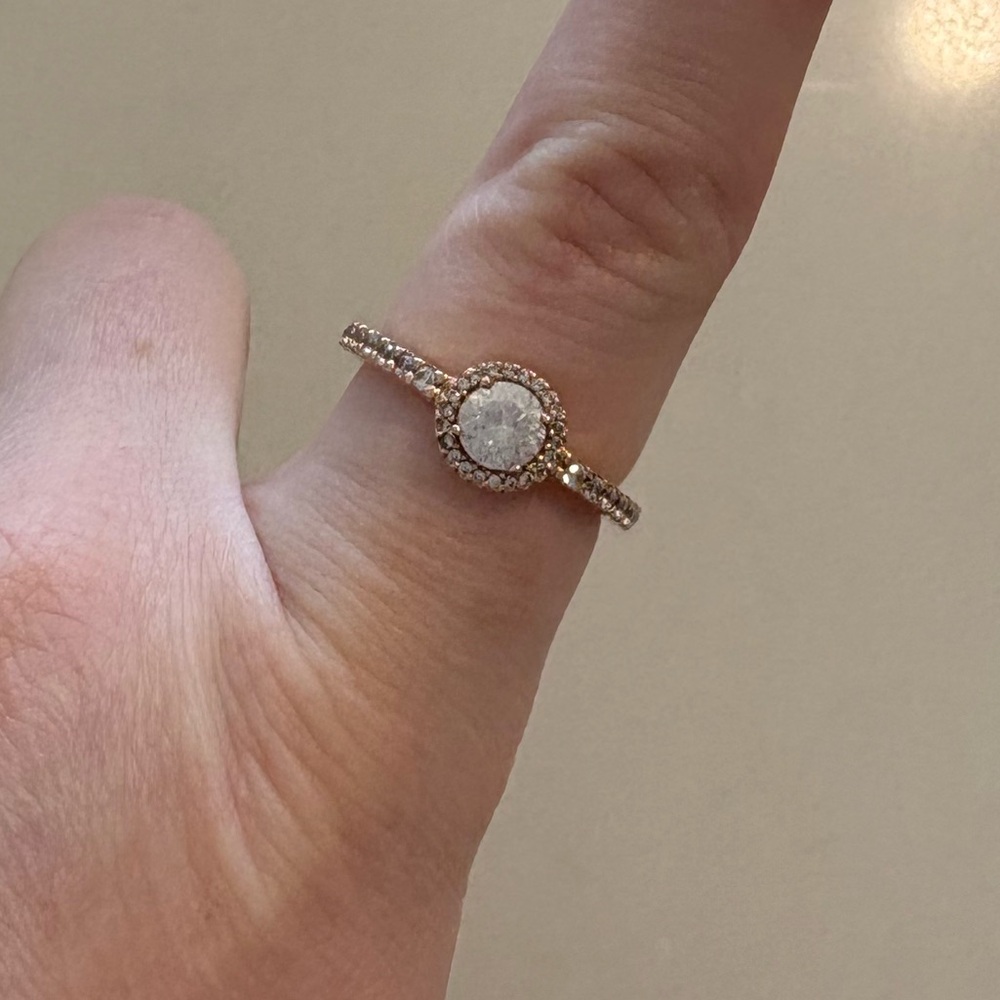 Pandora Round Halo Ring - Rose Gold 7